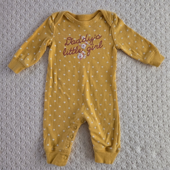 Carters Baby Girl "Daddys Little girl" Hearts Long Sleeve Snap Romper 3 months - Picture 1 of 5